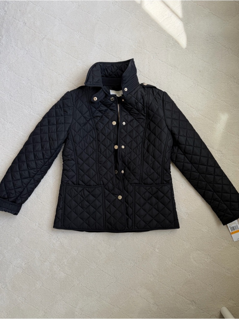 Michael Kors Black Quilted Snap-Front Puffer Jacket